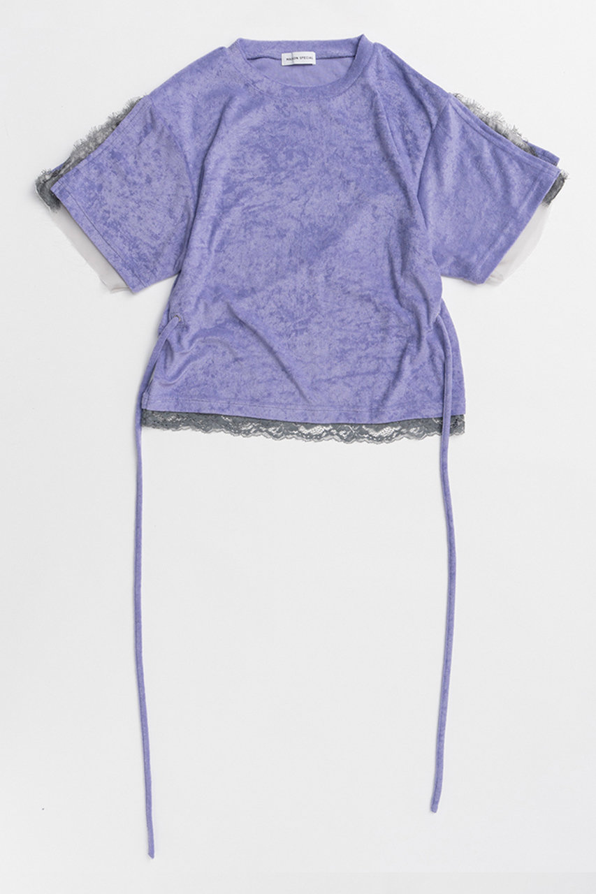 メゾンスペシャル/MAISON SPECIALの【予約販売】2WAY Lace Trim Pile T-Shirt/2WAYレーストリムパイルTシャツ(PPL(パープル)/21261415315)