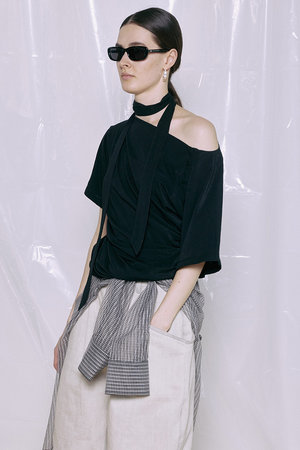 メゾンスペシャル/MAISON SPECIALの【予約販売】Tie Detail 2WAY Twist T-Shirt/タイ付2WAYツイストTシャツ(110100/110102)