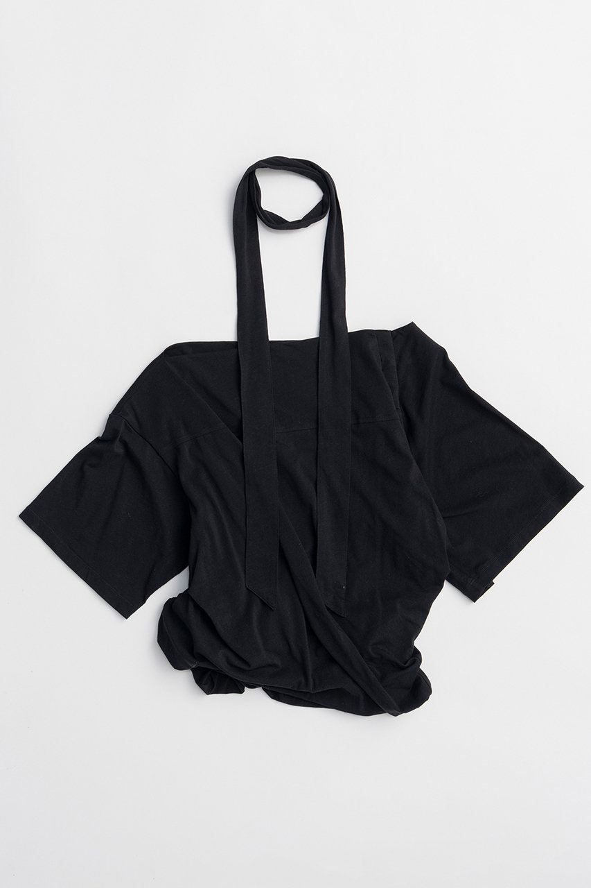 メゾンスペシャル/MAISON SPECIALの【予約販売】Tie Detail 2WAY Twist T-Shirt/タイ付2WAYツイストTシャツ(BLK(ブラック)/21261415707)