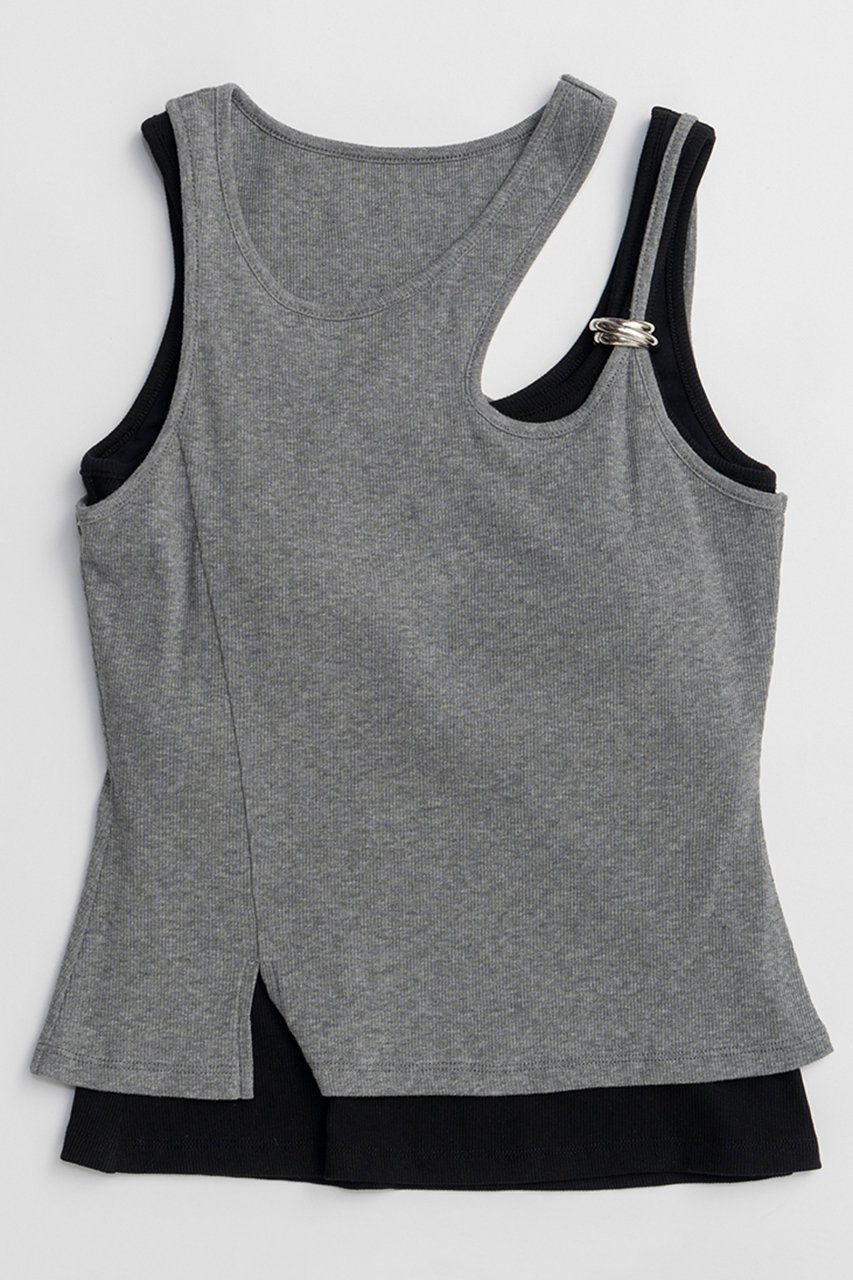 メゾンスペシャル/MAISON SPECIALの【予約販売】Motif Layered Tank Top/モチーフ付レイヤードタンクトップ(GRY(グレー)/21261415708)
