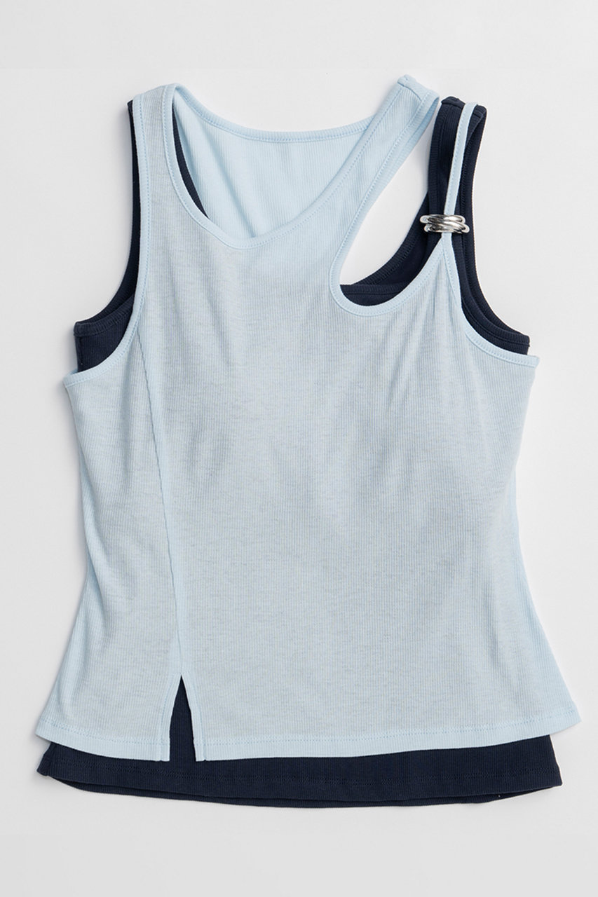 メゾンスペシャル/MAISON SPECIALの【予約販売】Motif Layered Tank Top/モチーフ付レイヤードタンクトップ(L.BLU(ライトブルー)/21261415708)