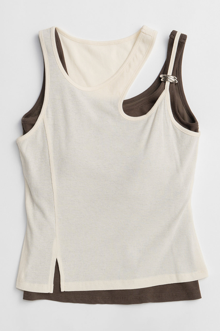 メゾンスペシャル/MAISON SPECIALの【予約販売】Motif Layered Tank Top/モチーフ付レイヤードタンクトップ(WHT(ホワイト)/21261415708)