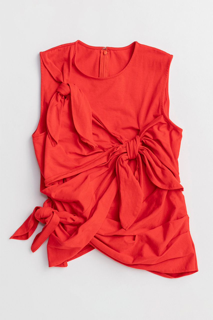 MAISON SPECIAL Knot Sleeveless T-Shirt/ノットノースリーブTEE (RED(レッド), FREE) メゾンスペシャル ELLE SHOP
