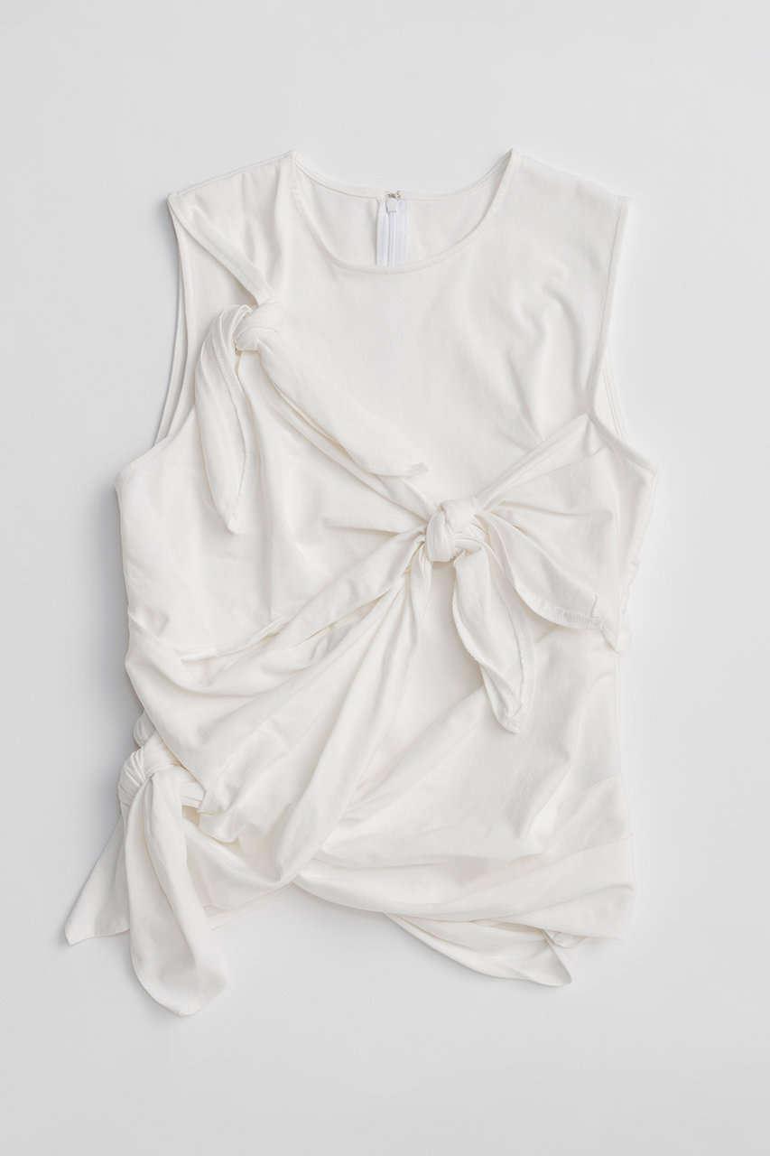 メゾンスペシャル/MAISON SPECIALのKnot Sleeveless T-Shirt/ノットノースリーブTEE(WHT(ホワイト)/21261415809)