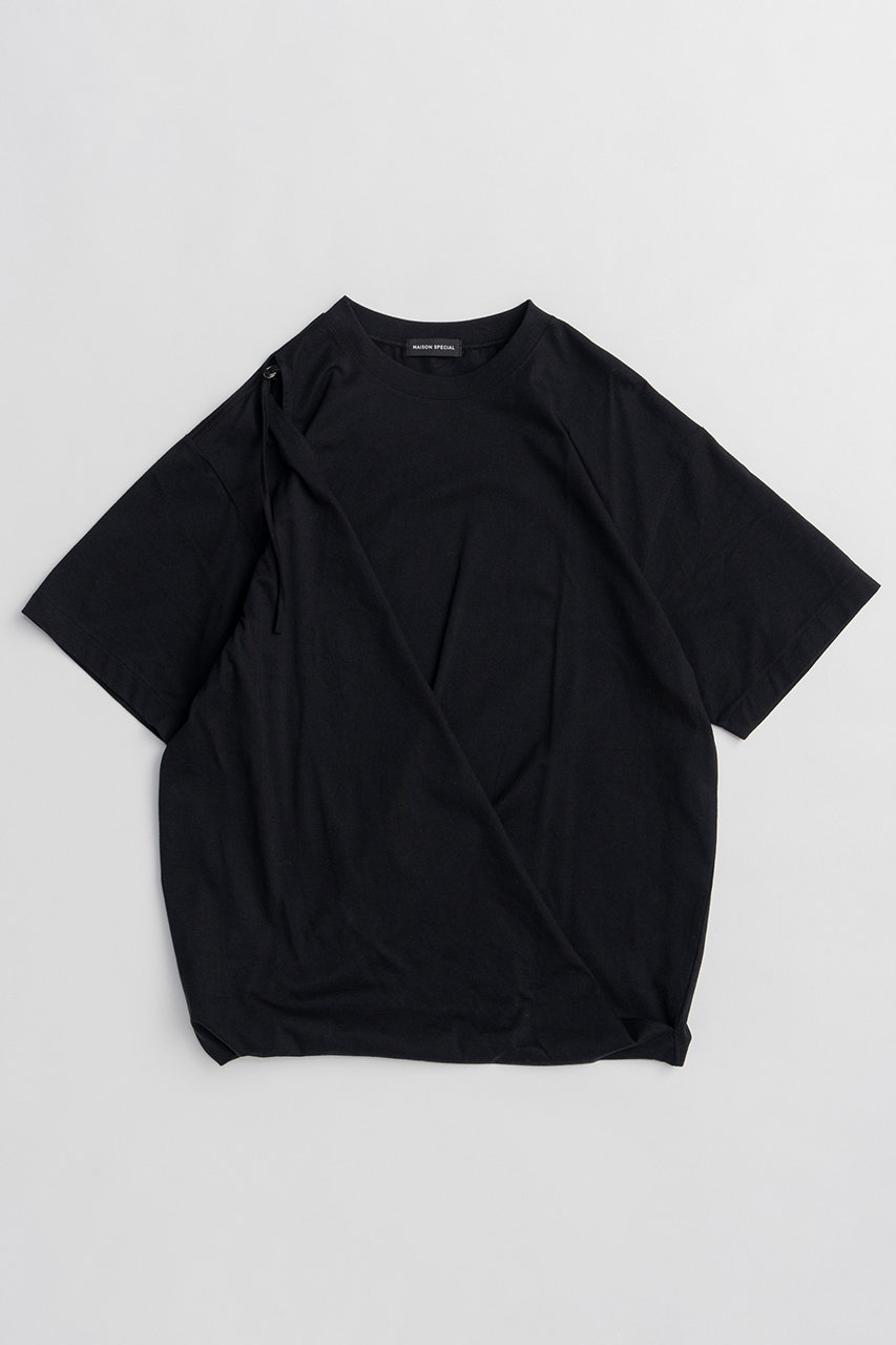 メゾンスペシャル/MAISON SPECIALの【予約販売】Asymmetrical Drape T-Shirt/アシンメトリードレープTEE(BLK(ブラック)/21261415812)