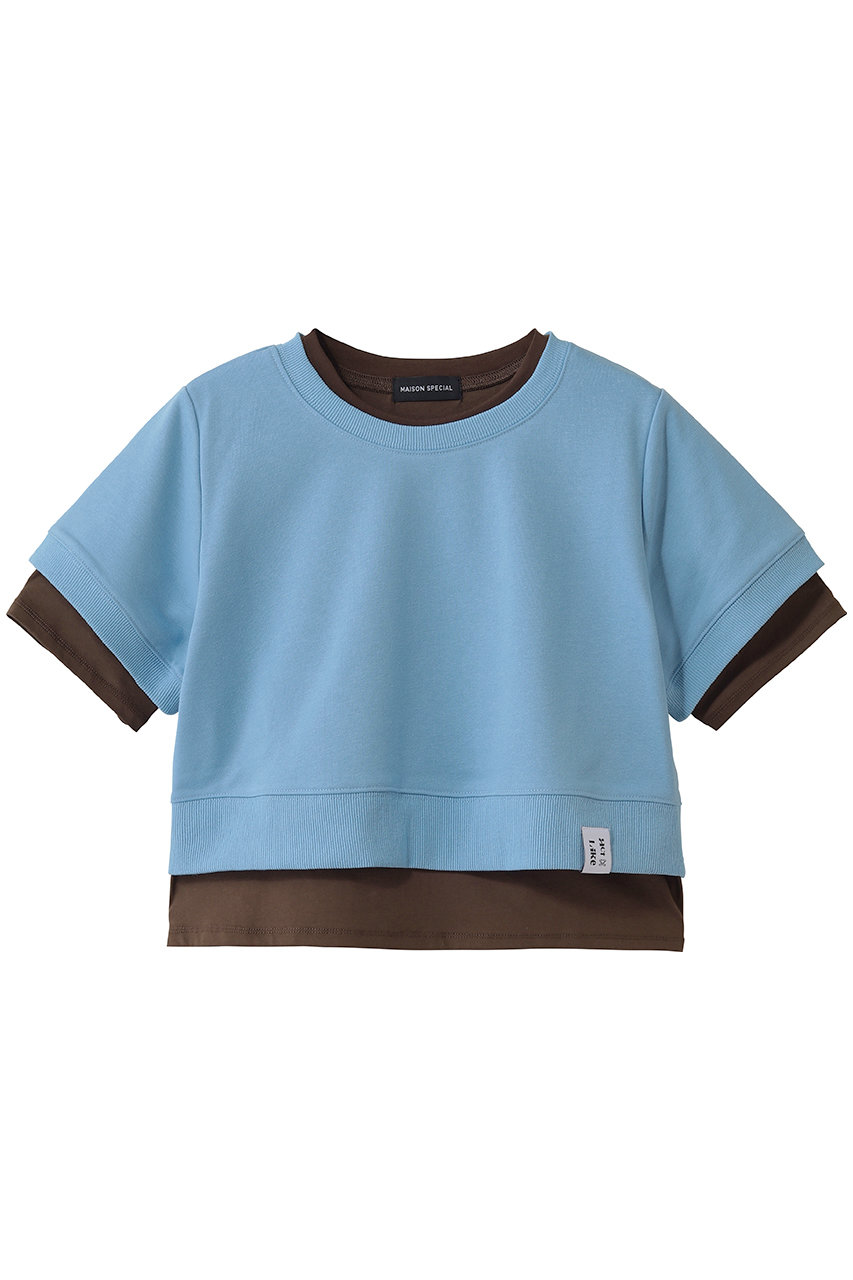 MAISON SPECIAL French Terry Layered Set T-Shirt/裏毛レイヤードセットTEE (BLU(ブルー), FREE) メゾンスペシャル ELLE SHOP