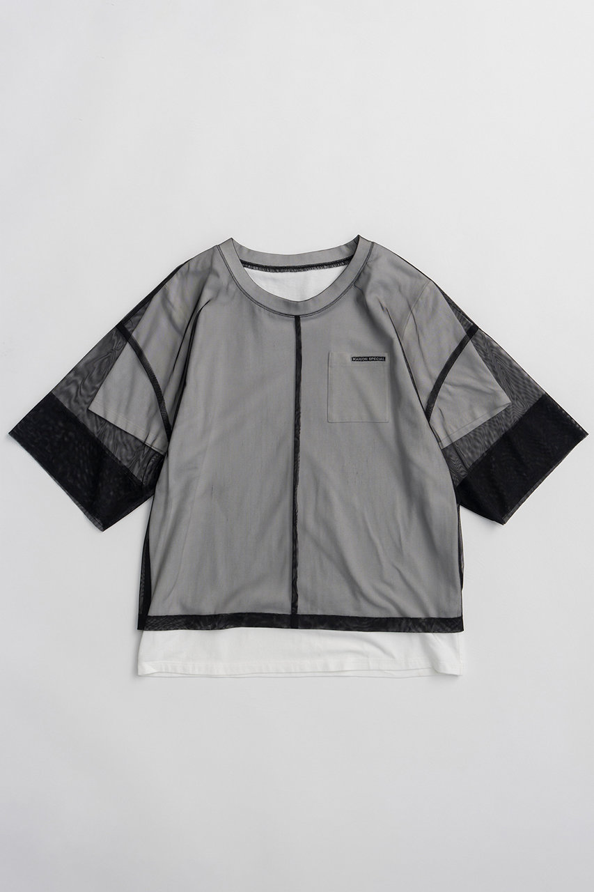 メゾンスペシャル/MAISON SPECIALの【予約販売】Sheer Layered T-Shirt/シアーレイヤードTシャツ(BLK(ブラック)/21261416304)