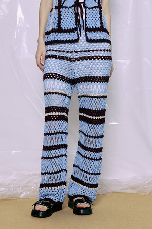メゾンスペシャル/MAISON SPECIALのMulti Border Crochet Pants/マルチボーダークロシェパンツ(110600/110601)