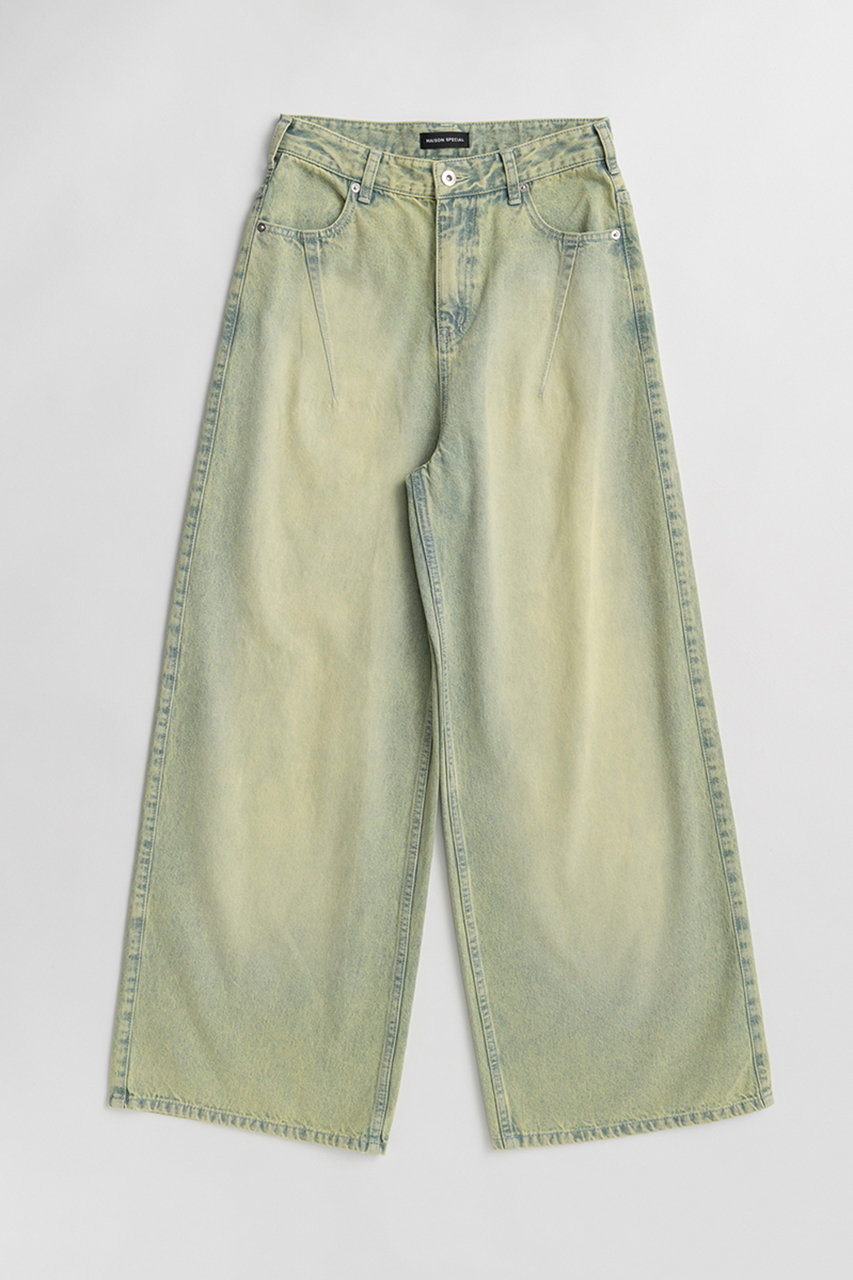 メゾンスペシャル/MAISON SPECIALのHigh Blast Over-Dyed Denim Pants/ハイブラストオーバーダイデニムパンツ(GRN(グリーン)/21261465811)