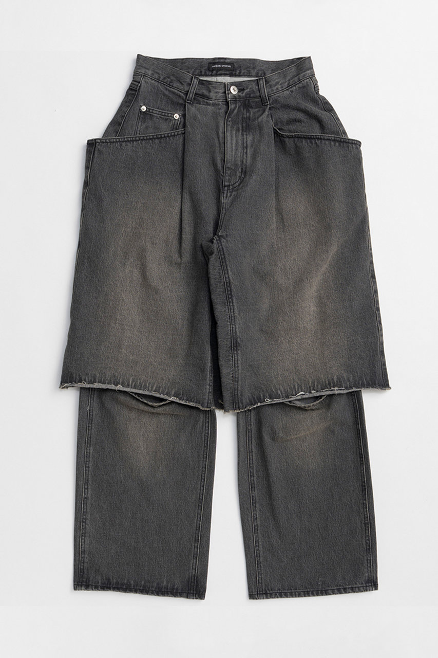 メゾンスペシャル/MAISON SPECIALの【予約販売】Layered Denim Pants/レイヤードデニムパンツ(BLK(ブラック)/21261465817)