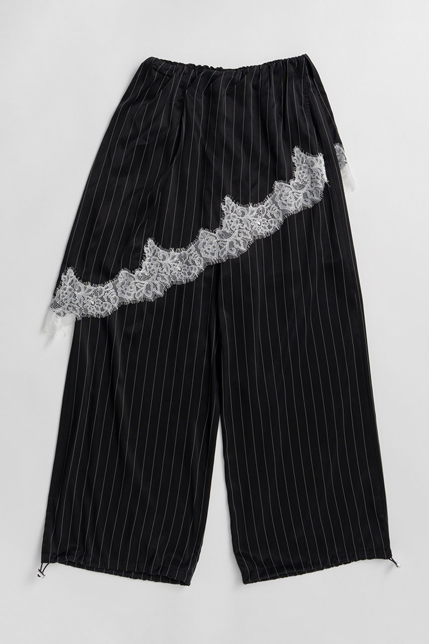 メゾンスペシャル/MAISON SPECIALの【予約販売】Wrap Satin Lace Pants/ラップサテンレースパンツ(BLK(ブラック)/21261466309)