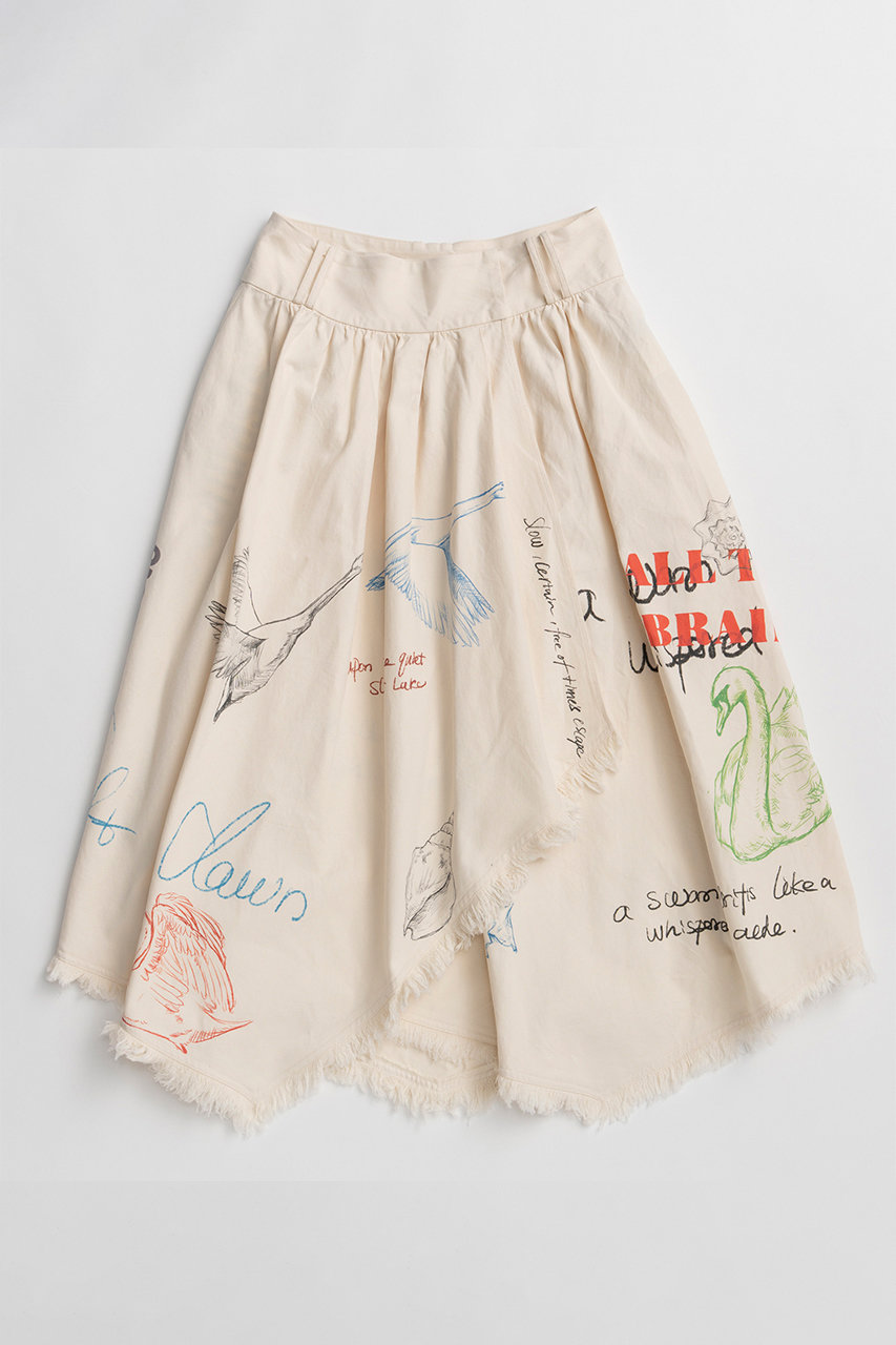 メゾンスペシャル/MAISON SPECIALのAsymmetrical Wrap Print Skirt/アシンメトリーラッププリントスカート(WHT(ホワイト)/21261515804)