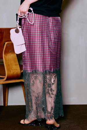 メゾンスペシャル/MAISON SPECIALのCheck Lace Tight Skirt/チェックレースタイトスカート(110700/110703)