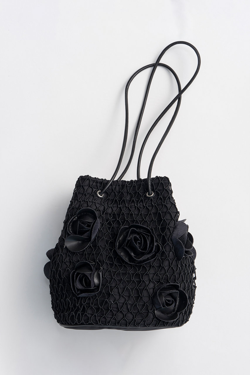 メゾンスペシャル/MAISON SPECIALのRose Motif Drawstring Bag/ローズモチーフドローストリングバッグ(BLK(ブラック)/21261615507)