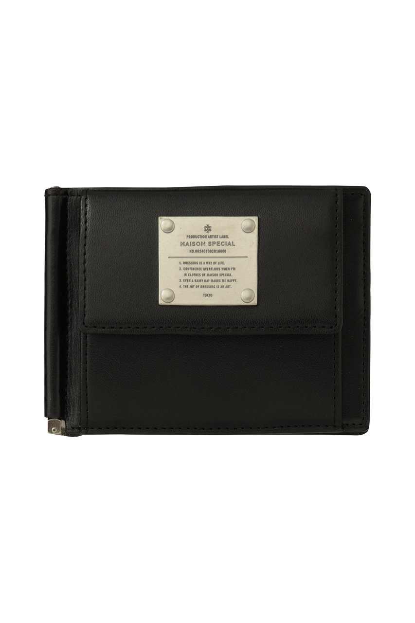 メゾンスペシャル/MAISON SPECIALのマネークリップウォレット メタルプレート付き(BLK(ブラック)/11259661220)