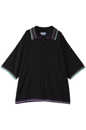 メゾンスペシャル/MAISON SPECIALの【UNISEX】レイヤードライン衿 ジオメトリックニットポロS/S(110300/110301)