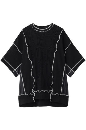 メゾンスペシャル/MAISON SPECIALの【UNISEX】異素材ドッキングメロウ クルーネック S/S ニットTEE(110100/110102)