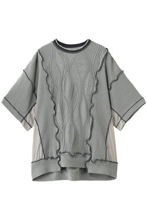 メゾンスペシャル/MAISON SPECIALの【UNISEX】異素材ドッキングメロウ クルーネック S/S ニットTEE(110100/110102)