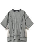 【UNISEX】異素材ドッキングメロウ クルーネック S/S ニットTEE