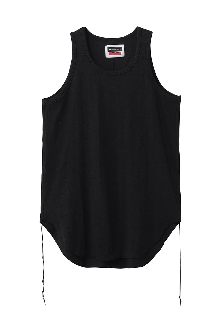 メゾンスペシャル/MAISON SPECIALの【UNISEX】フライスレイヤードラウンドタンクトップ(BLK(ブラック)/11261411322)
