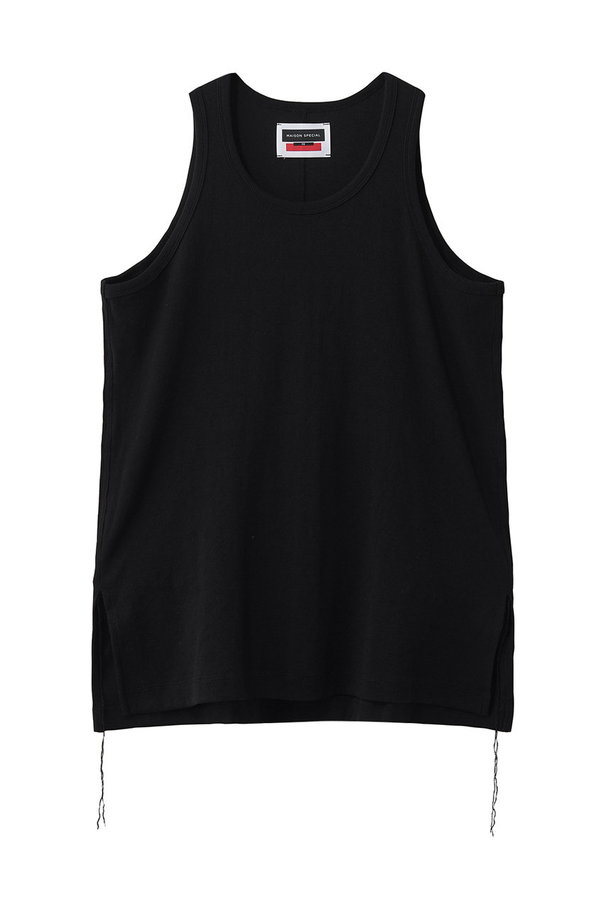 メゾンスペシャル/MAISON SPECIALの【UNISEX】フライスレイヤードスクエアタンクトップ(BLK(ブラック)/11261411323)