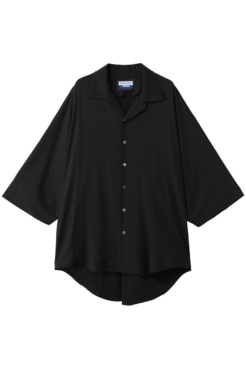 メゾンスペシャル/MAISON SPECIALの【UNISEX】ドレーパリージョーゼット オープンドルマンシャツ(BLK(ブラック)/11261311507)