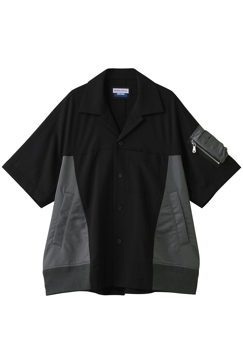 メゾンスペシャル/MAISON SPECIALの【UNISEX】ドッキングMA-1 S/Sシャツ(KHK(カーキ)/11261311633)