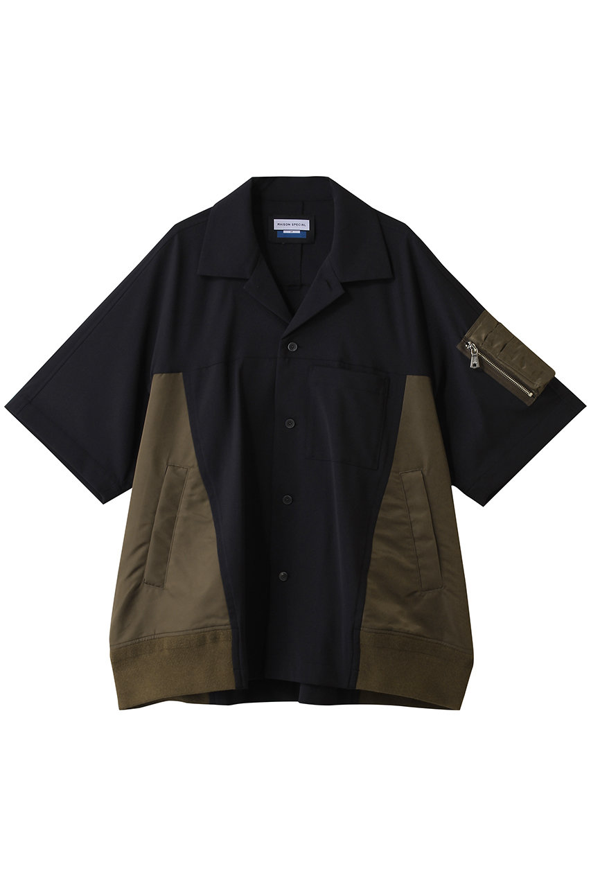 メゾンスペシャル/MAISON SPECIALの【UNISEX】ドッキングMA-1 S/Sシャツ(NVY(ネイビー)/11261311633)