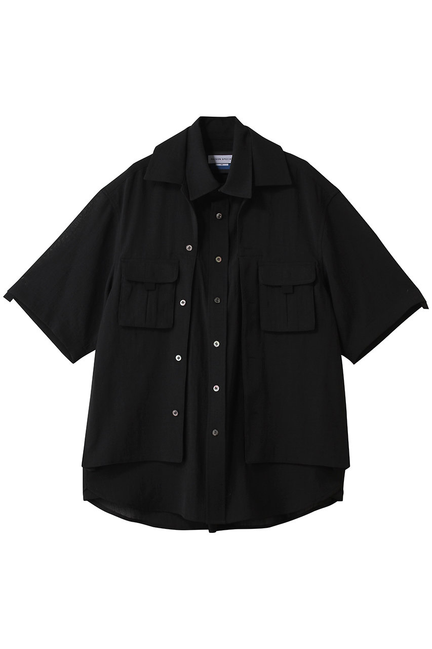 メゾンスペシャル/MAISON SPECIALの【UNISEX】レイヤリングワークシャツS/S(BLK(ブラック)/11261311634)