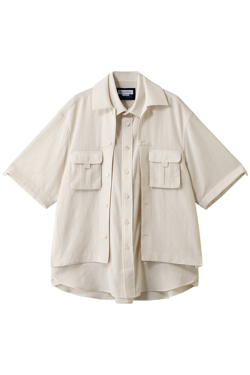 メゾンスペシャル/MAISON SPECIALの【UNISEX】レイヤリングワークシャツS/S(WHT(ホワイト)/11261311634)