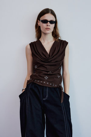 メゾンスペシャル/MAISON SPECIALの【予約販売】Front-Draped TOPs/フロントドレープトップス(110100/110102)