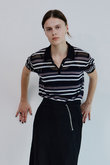 Sheer Border Knit Polo/シアーボーダーニットポロ