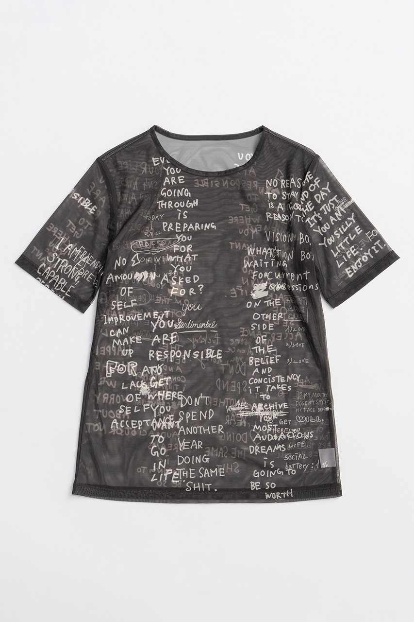 メゾンスペシャル/MAISON SPECIALの【予約販売】Hand-Knit Mesh T-Shirt/ハンドロゴメッシュTシャツ(BLK(ブラック)/21261415319)