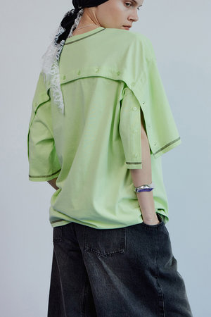メゾンスペシャル/MAISON SPECIALのMulti-Way Color Stitch-Over T-Shirt/マルチウェイカラーステッチオーバーTEE