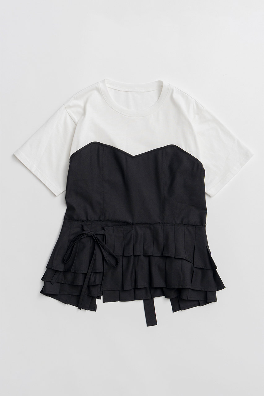 メゾンスペシャル/MAISON SPECIALの【予約販売】Wrap Pleats Dock T-Shirt/ラッププリーツドッキングTシャツ(BLK(ブラック)/21261416307)