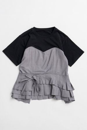 メゾンスペシャル/MAISON SPECIALの【予約販売】Wrap Pleats Dock T-Shirt/ラッププリーツドッキングTシャツ(110100/110102)