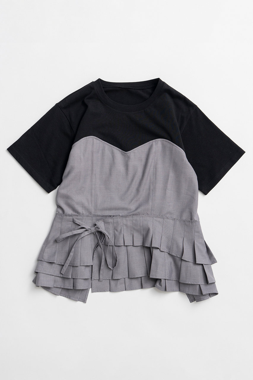 メゾンスペシャル/MAISON SPECIALの【予約販売】Wrap Pleats Dock T-Shirt/ラッププリーツドッキングTシャツ(GRY(グレー)/21261416307)