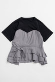 Wrap Pleats Dock T-Shirt/ラッププリーツドッキングTシャツ