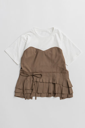 メゾンスペシャル/MAISON SPECIALの【予約販売】Wrap Pleats Dock T-Shirt/ラッププリーツドッキングTシャツ(110100/110102)
