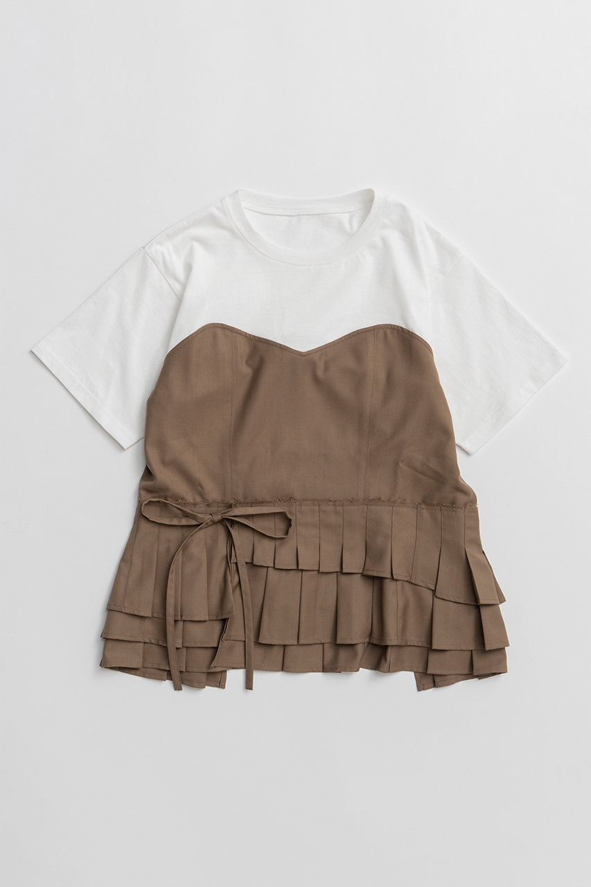 メゾンスペシャル/MAISON SPECIALの【予約販売】Wrap Pleats Dock T-Shirt/ラッププリーツドッキングTシャツ(MOC(モカ)/21261416307)
