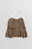 Wrap Pleats Dock T-Shirt/ラッププリーツドッキングTシャツ