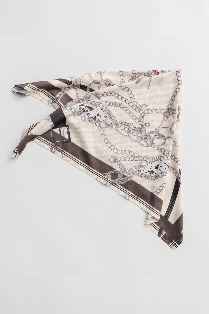 メゾンスペシャル/MAISON SPECIALのChain Pattern Scarf/チェーンパターンスカーフトップス(WHT(ホワイト)/21261665306)