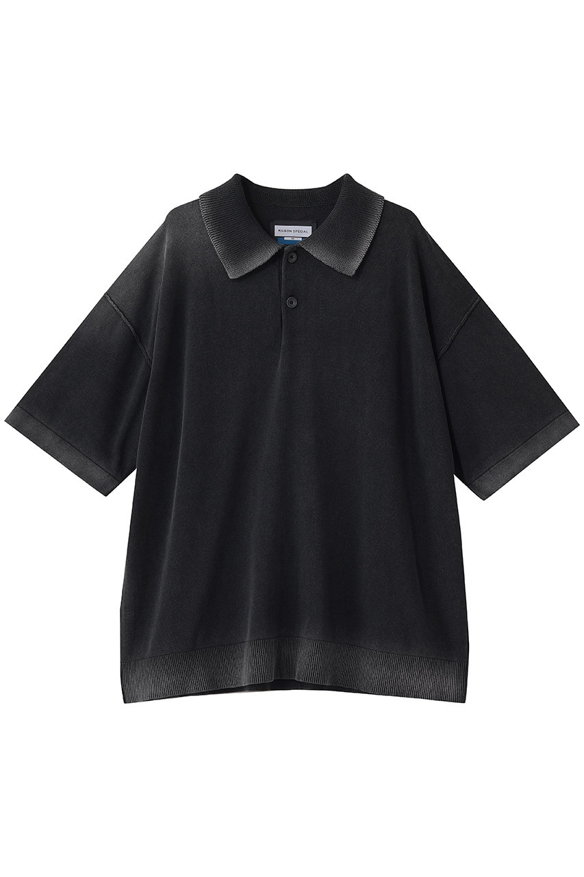 メゾンスペシャル/MAISON SPECIALの【UNISEX】ハイツイストピグメントブリーチ ニットポロ(BLK(ブラック)/11261361327)