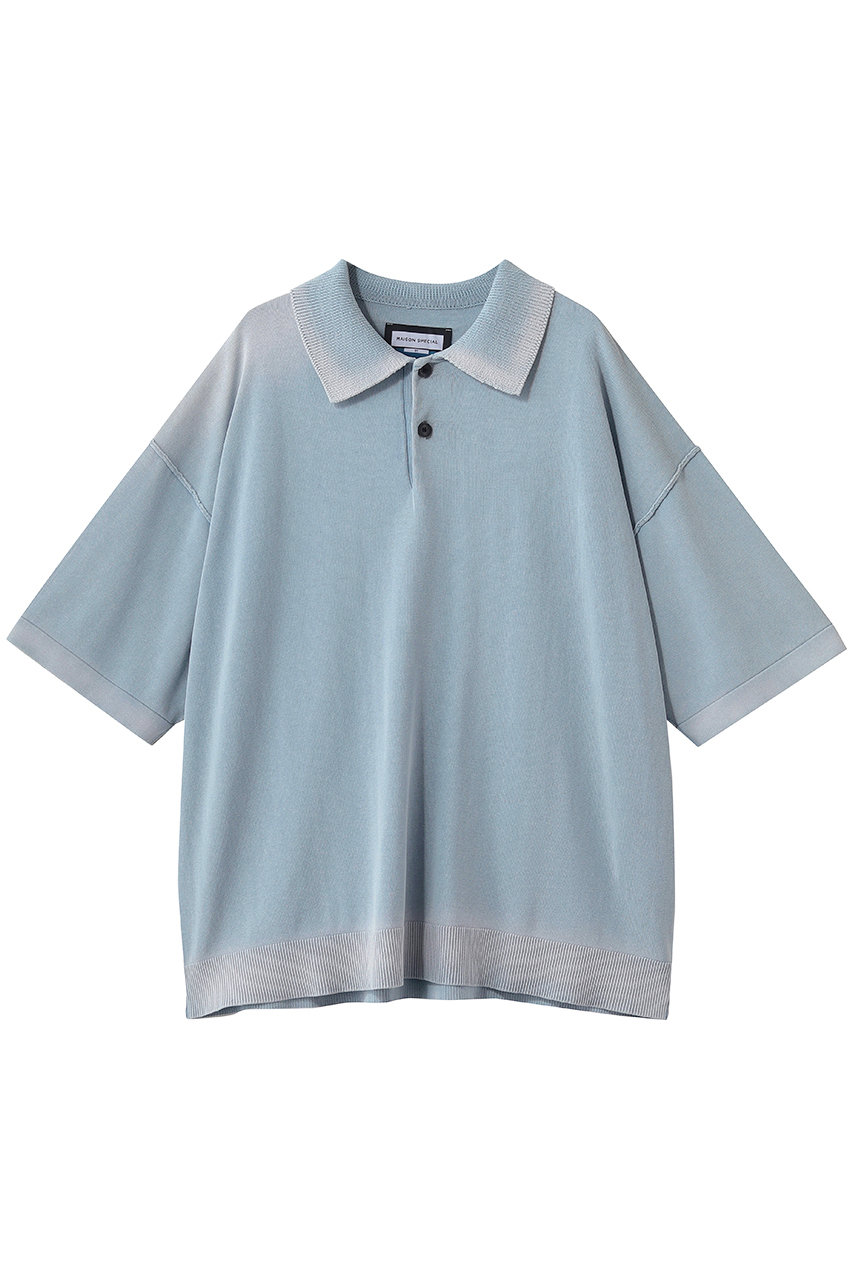メゾンスペシャル/MAISON SPECIALの【UNISEX】ハイツイストピグメントブリーチ ニットポロ(S.BLU(スカイブルー)/11261361327)