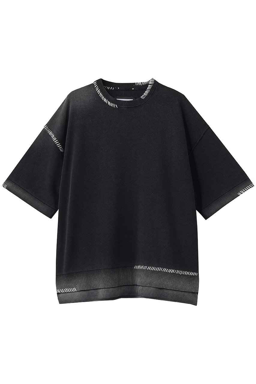 メゾンスペシャル/MAISON SPECIALの【UNISEX】ハイツイストピグメントブリーチ ニットTシャツ(BLK(ブラック)/11261361328)