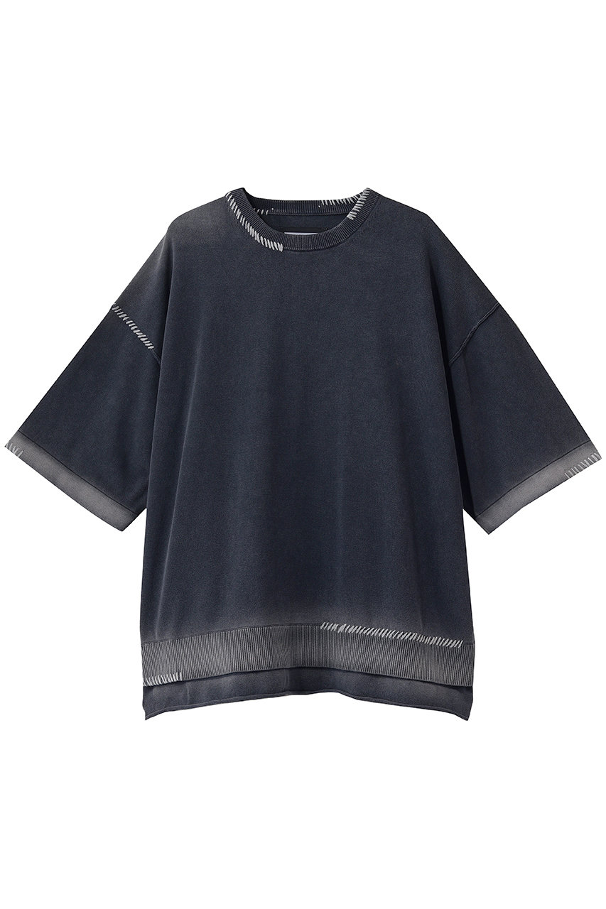 メゾンスペシャル/MAISON SPECIALの【UNISEX】ハイツイストピグメントブリーチ ニットTシャツ(NVY(ネイビー)/11261361328)