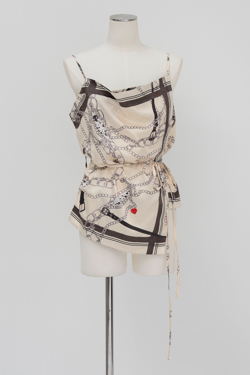 メゾンスペシャル/MAISON SPECIALの【予約販売】Chain-Pattern Scarf TOPS/チェーンパターンスカーフトップス(WHT(ホワイト)/21261315312)