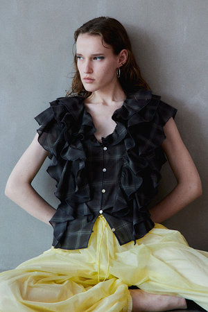 メゾンスペシャル/MAISON SPECIALの【予約販売】Ruffle Check Shirts/ラッフルチェックシャツ(110400/110401)
