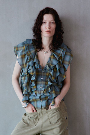 メゾンスペシャル/MAISON SPECIALの【予約販売】Ruffle Check Shirts/ラッフルチェックシャツ(110400/110401)