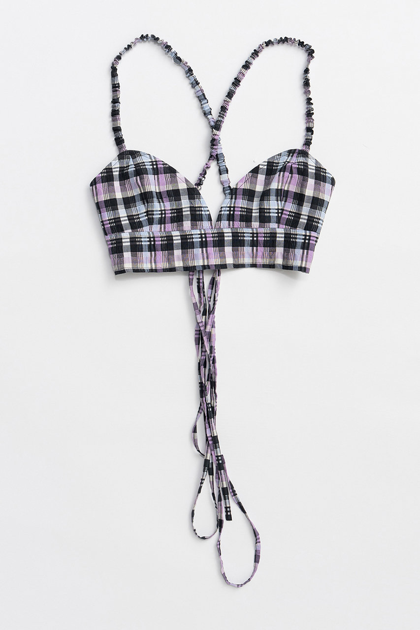 メゾンスペシャル/MAISON SPECIALの【予約販売】Checkered Short Bustier/チェックショートビスチェ(PPL(パープル)/21261316308)